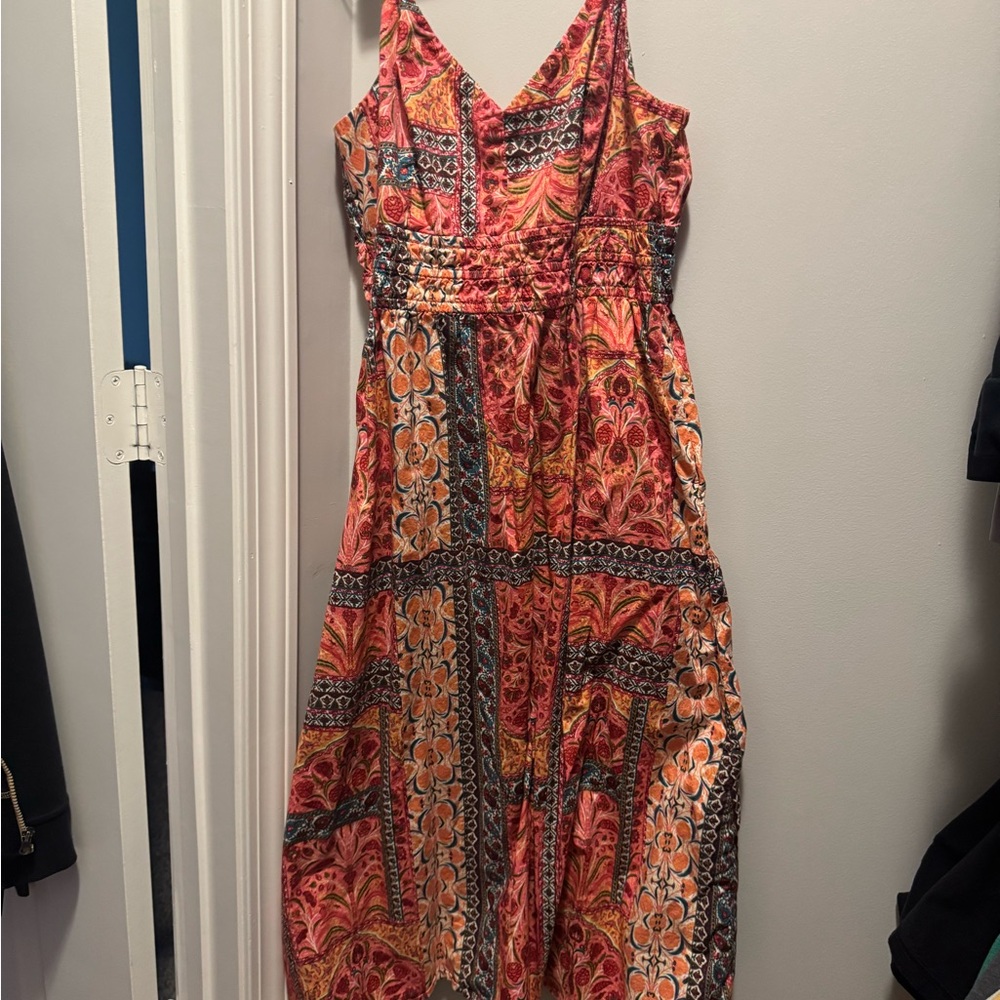 Old Navy Red and Orange Patterned Maxi Dress
